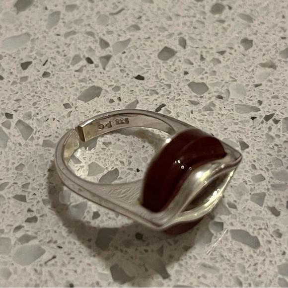 Vintage .925 Ring & Necklace set w/ Carnelian reminds me of Cartier *marked - Picture 11 of 13